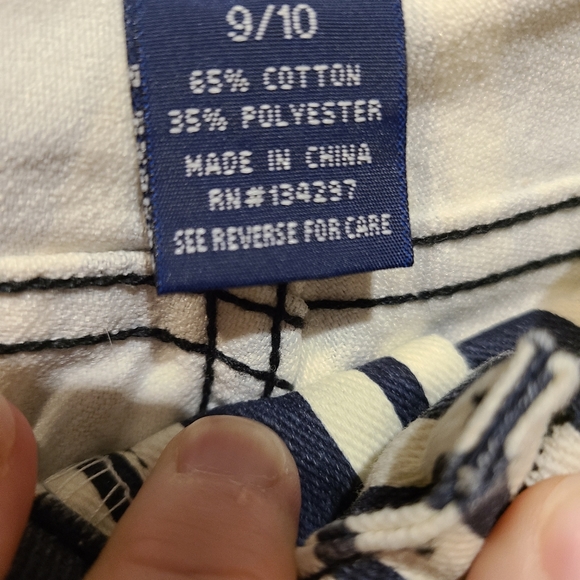 Fitted stretchy navy/white pants - Picture 2 of 3